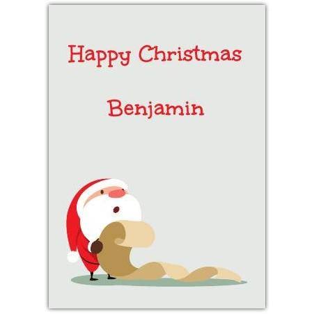 Personalised Christmas Card with Santa and List Design for Kids and Adults