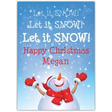 Personalised Let It Snow Snowman Christmas Greeting Card for Kids