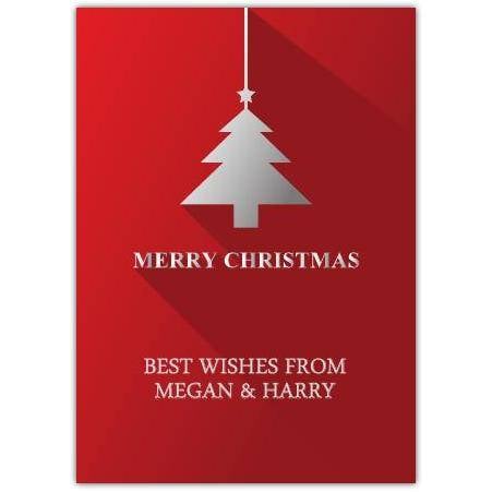 Personalised Silver Hanging Christmas Tree Card in Red with Custom Message