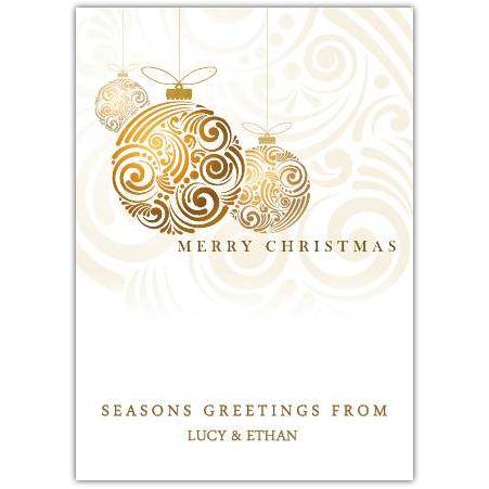 Elegant Gold Bauble Personalised Christmas Greeting Card Season's Greetings