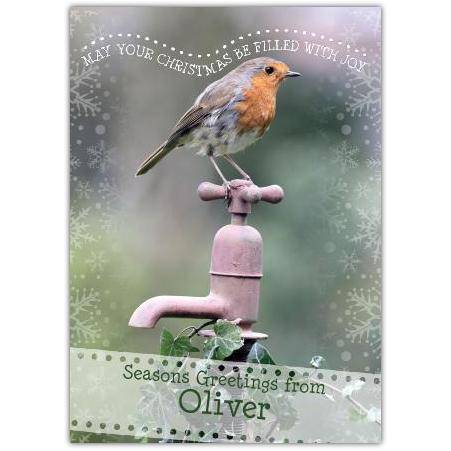 Personalised Robin Christmas Card May Your Christmas Be Filled With Joy Seasons Greetings