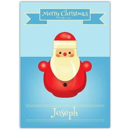 Personalised Wooden Toy Santa Christmas Card with Custom Name Option