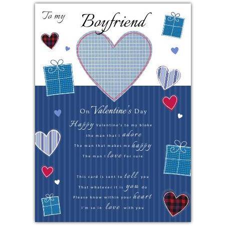 Valentine's Day Card for Boyfriend with Romantic Heart and Gift Design UK