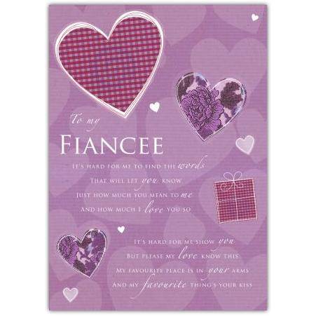 Romantic Birthday Card for Fiancee with Heart Design and Loving Message