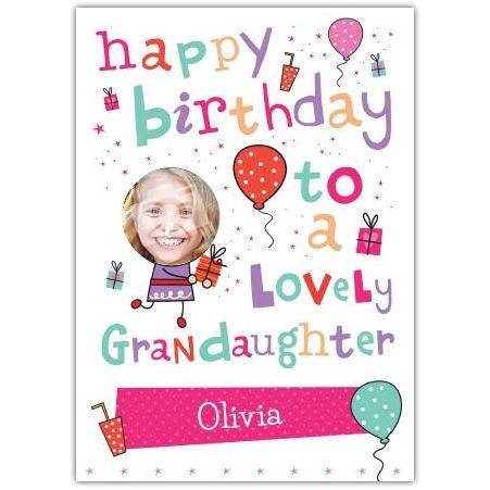 Personalised Happy Birthday Card for Lovely Granddaughter with Photo Option