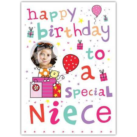 Personalised Happy Birthday Card for Special Niece with Photo and Gift Design