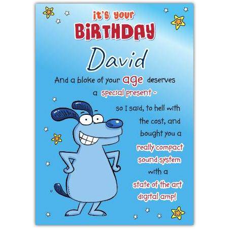 Funny Birthday Card for Men with Humorous Hearing Aid and Sound System Design