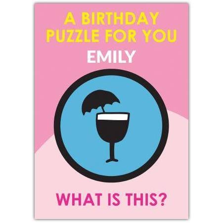 Personalised Birthday Puzzle Card with Umbrella and Glass Design for Her