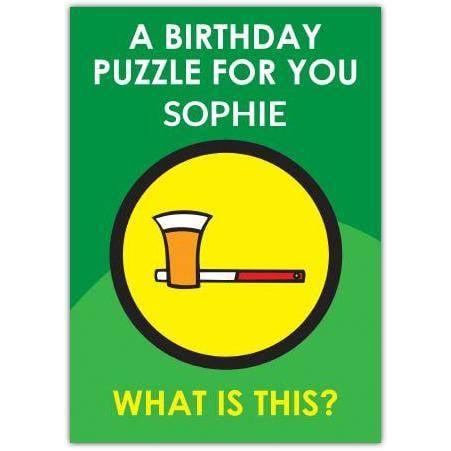 Personalised Birthday Puzzle Card with Lager Glass Illustration
