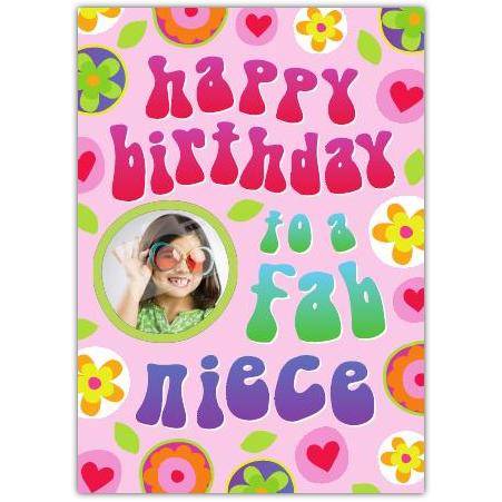 Retro Style Happy Birthday Card for Fab Niece with Personalised Photo Option