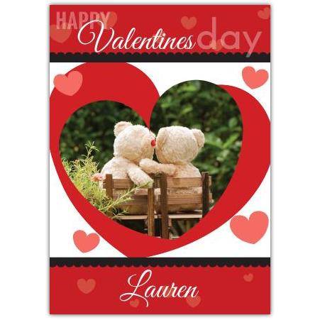Personalised Valentines Day Card Featuring Two Bears in Heart Design