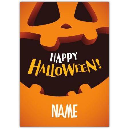 Personalised Happy Halloween Pumpkin Face Greeting Card