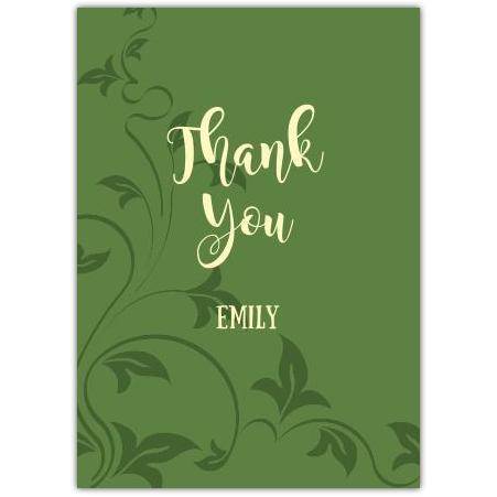 Personalised Thank You Card Green Leaves Design Suitable for Any Occasion