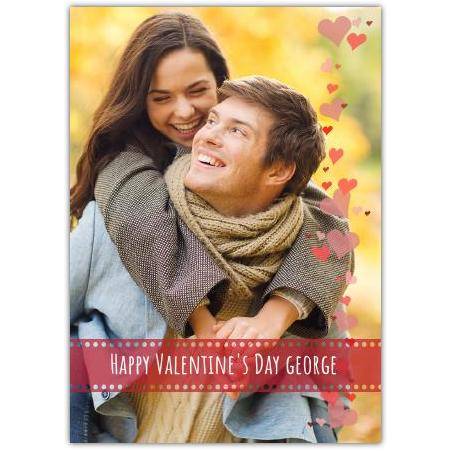 Personalised Valentines Day Photo Card with Name and Romantic Hearts Design