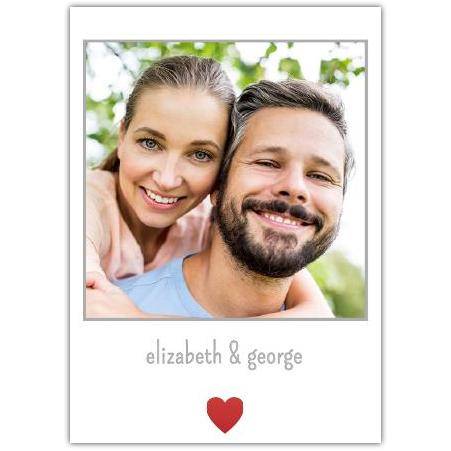 Personalised Couple Photo Card with Two Names and Heart Design for All Occasions