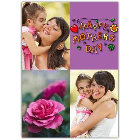 Personalised Mothers Day Card with Two Photos and Floral Design
