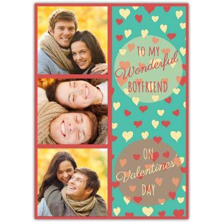 Personalised To My Wonderful Boyfriend Valentines Day Photo Upload Card