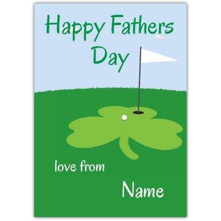 Personalised Shamrock Golf Themed Happy Fathers Day Card