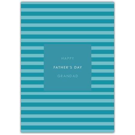 Striped Blue Happy Father's Day Grandad Greeting Card with Personalised Option