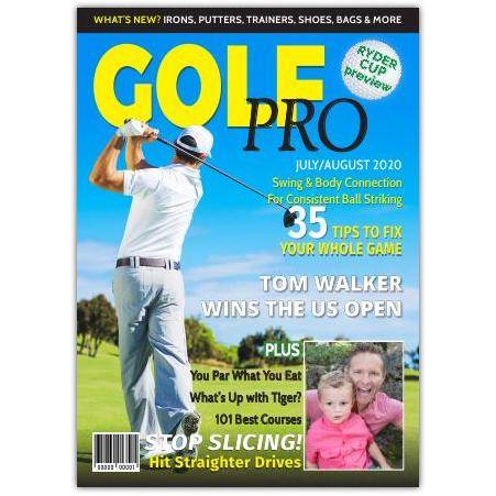 Personalised Golf Pro Magazine Style Greeting Card with One Photo Cover