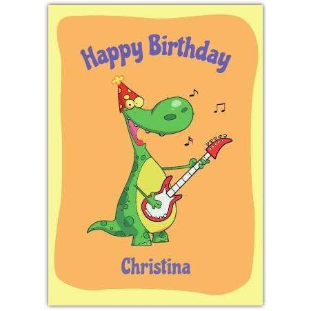 Personalised Happy Birthday Card with Crocodile Playing Guitar for Kids