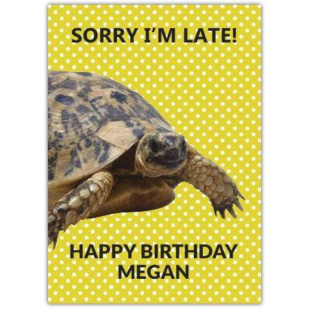 Belated Birthday Card with Humorous Tortoise Design Personalised Option