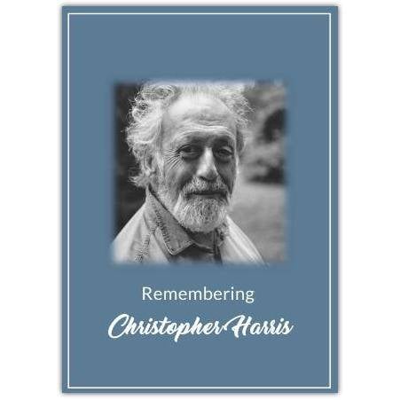 Personalised Sympathy Remembrance Card with Photo and Grey Background Frame