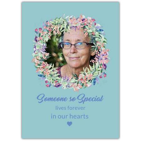 Personalised Sympathy Card with Floral Wreath Photo Upload and Heartfelt Message