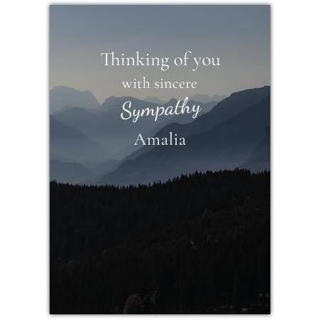 Personalised Sympathy Card Thinking of You with Mountain Landscape Design