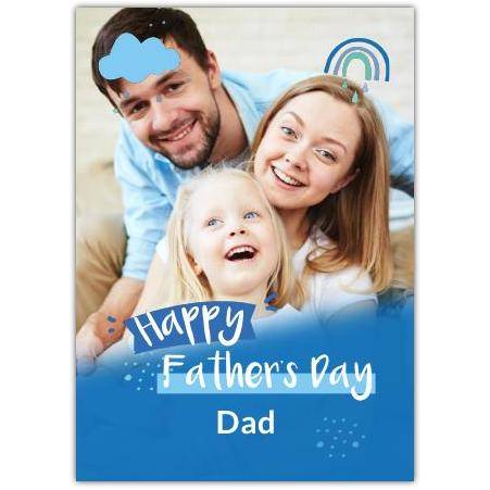 Personalised Happy Fathers Day Card with Clouds and Rainbow Design for Dad