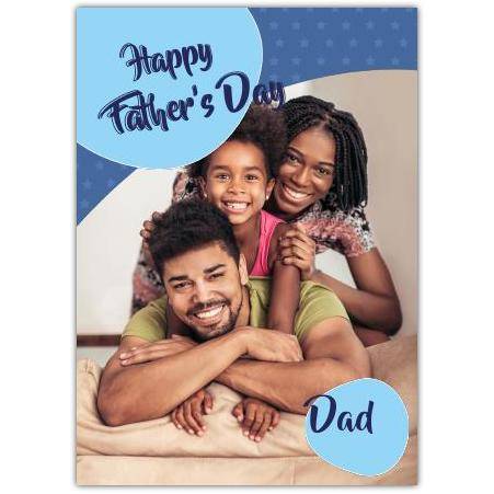 Personalised Happy Father's Day Card Blue Dots with Family Photo Cover Design