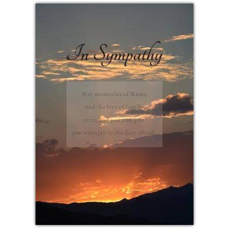 Sympathy Card with Sunset and Poem Memorial Message for Condolences and Support