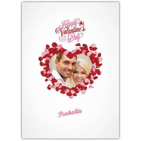 Personalised Valentine’s Day Card Red and Pink Petal Heart Photo Frame Design