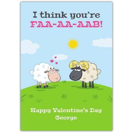 Funny Valentine’s Day Card with Humorous Sheep Cartoon and Personalised Text