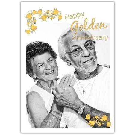 Personalised Happy Golden Anniversary Card with Gold Frame and Photo Upload Option