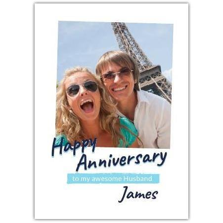 Personalised Happy Anniversary Card for Husband with Photo Upload and Custom Name