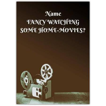Personalised Sexy Rude Valentines Day Card Funny Home Movies Vintage Film Projector Design