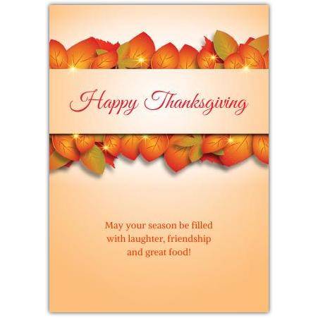Happy Thanksgiving Autumn Leaves Seasonal Greeting Card with Warm Wishes
