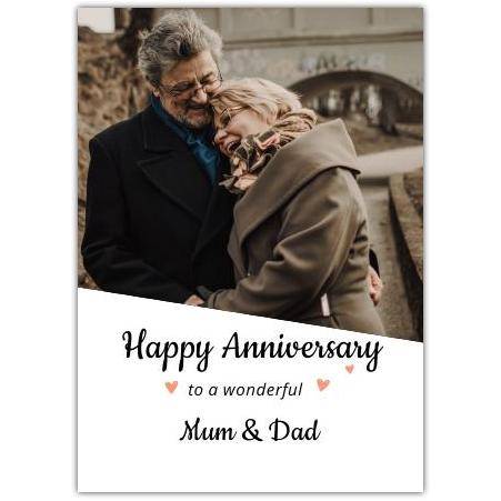 Happy Anniversary Photo Upload Card for Mum and Dad Customisable Cover