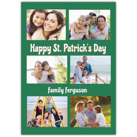 Personalised St Patricks Day Photo Collage Card with Custom Name Greeting