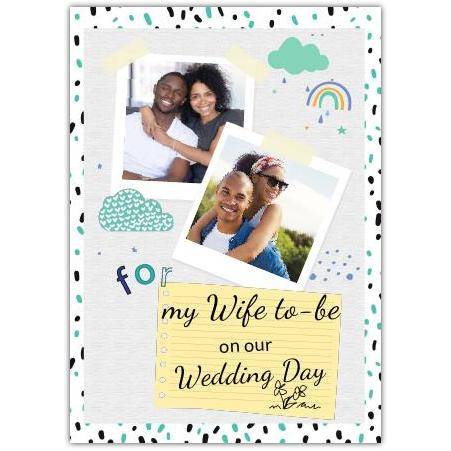 Personalised Wedding Day Card for Wife to Be with Custom Photo Doodle Design
