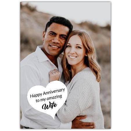 Personalised Anniversary Photo Upload Card with Heart Message for Wife