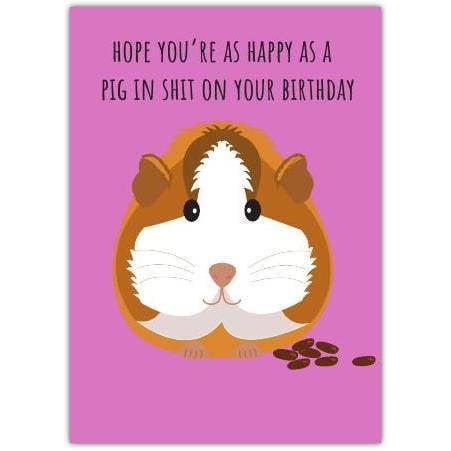 Happy Birthday Rude Guinea Pig Humour Card with Funny Birthday Message