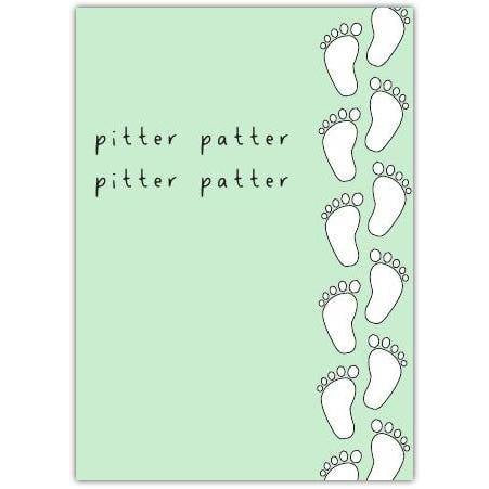Baby Congratulations Pitter Patter Footprints New Arrival Greeting Card