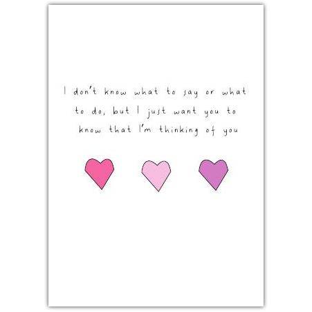 Thinking of You Card with Pink Hearts and Poem Design