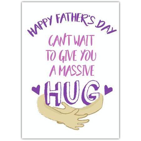 Father's Day Card with Big Hug Illustration and Heartfelt Message