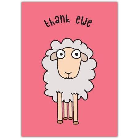 Thank You Ewe Humorous Sheep Pink Thank You Greeting Card