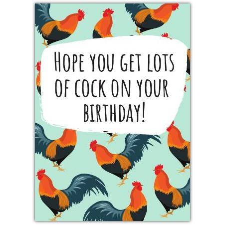 Rude Humorous Birthday Card with Rooster Design and Funny Message
