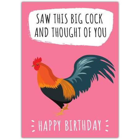 Funny Rude Rooster Humour Happy Birthday Greeting Card
