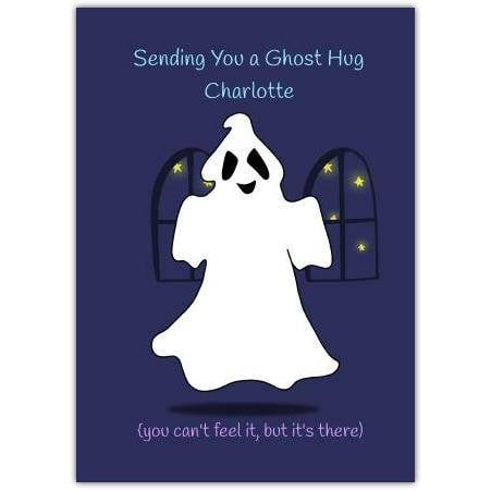 Personalised Sending You a Ghost Hug Funny Halloween Greeting Card